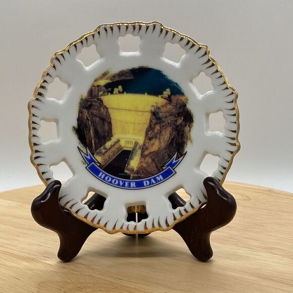 Vintage Miniature Hoover Dam Plate Souvenir - Picture 1 of 8